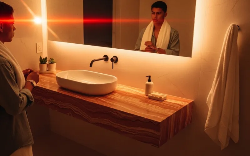 Proyecto con mármol Travertino Rojo Veteado (foto 1)