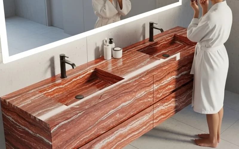 Proyecto con mármol Travertino Rojo Veteado (foto 10)